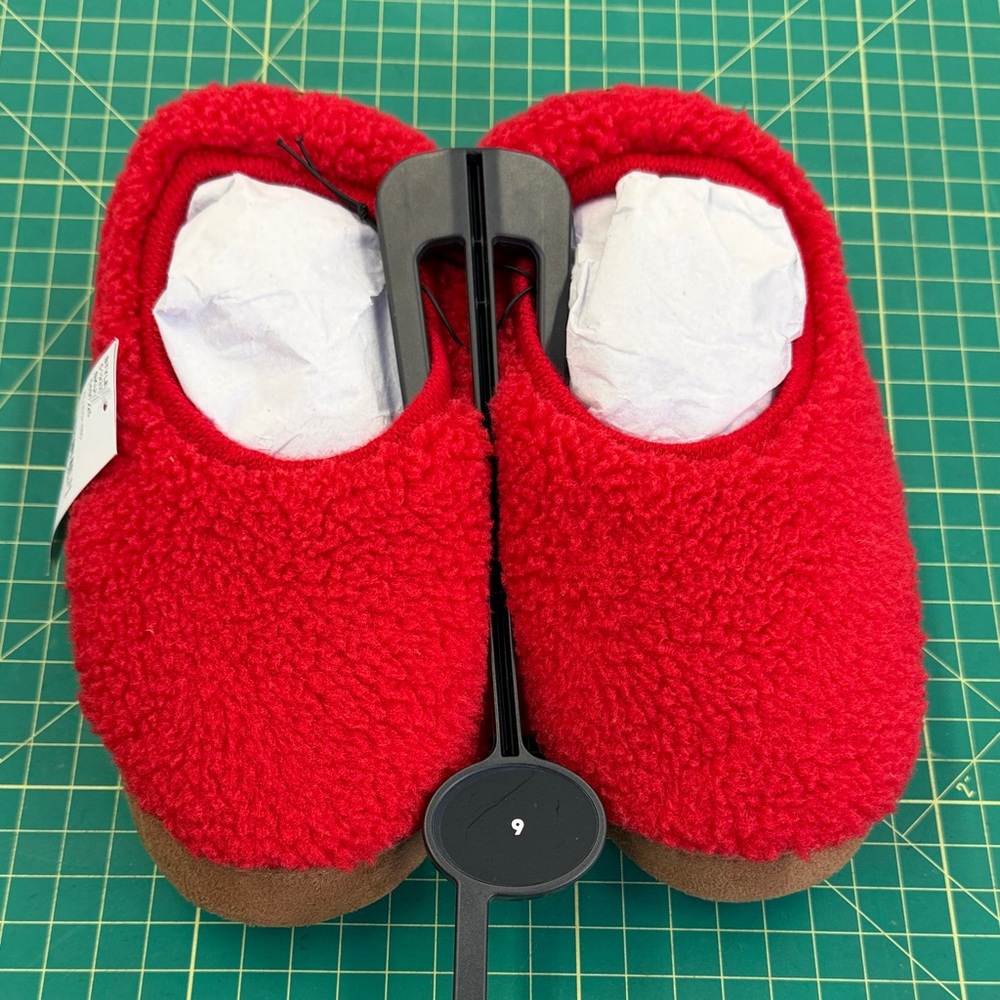 Lands' End Red Fleece-Lined Slippers